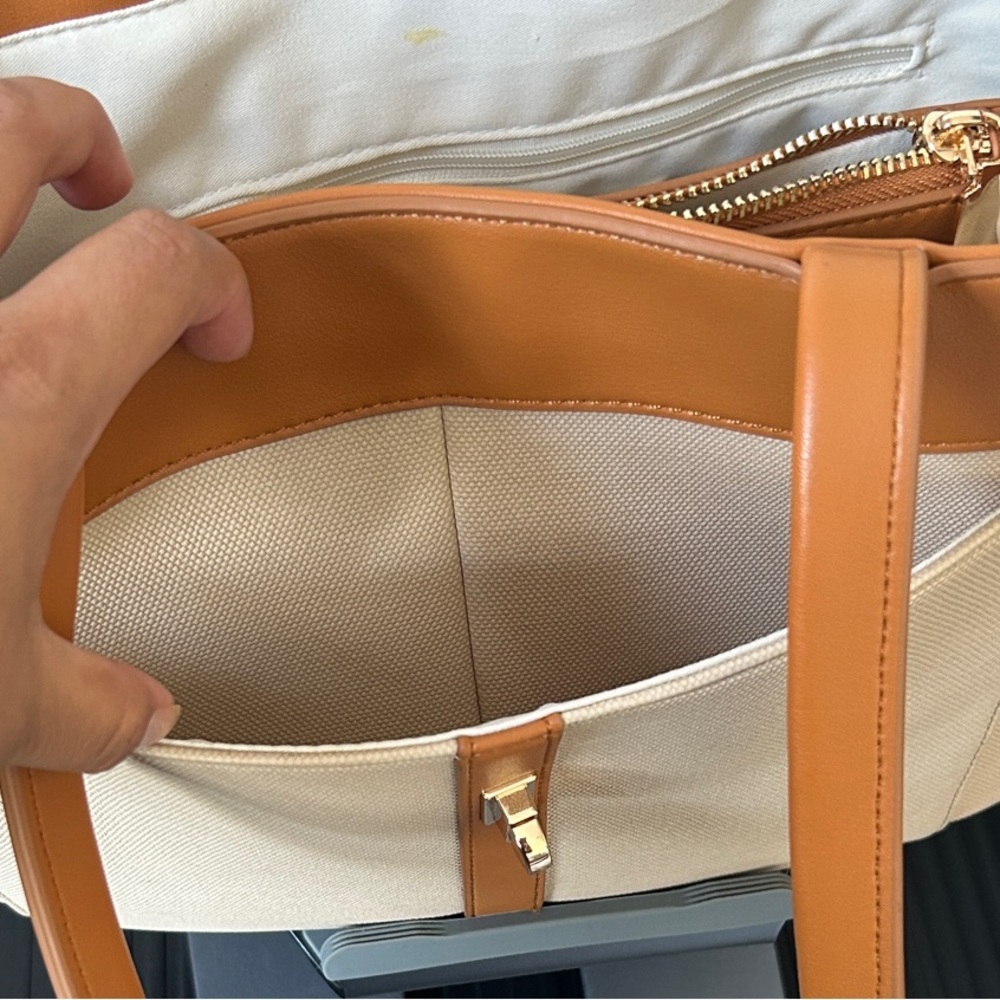 Rachel Zoe Canvas/Leather Three Compartment Tote Bag - Picture 6 of 6